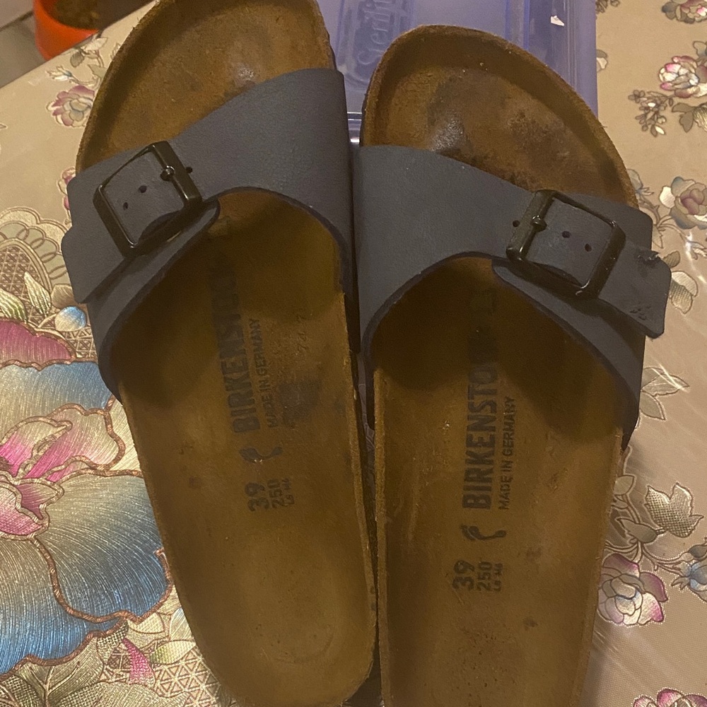 Birkenstock Navy Sandals with Black Buckles